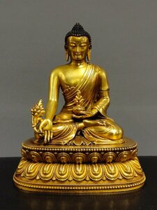 ◆古寳堂◆清 紫銅製 塗金 仏祖像 仏教古美術 供養品 極細工 古置物 古擺件 中国古美術 時代物 古董品