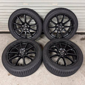 【バリ溝9分山】21年製 SCHNEIDER MiD A-TECH18x8J+45 5H/PCD114.3 DUNLOP winter MAXX03 245/40R18 WRX STI インプレッサ ランエボ