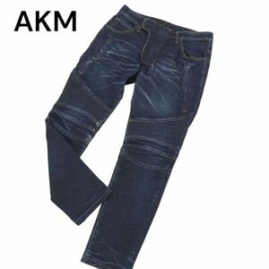 AKM × LEON エイケイエム 【P069 CNU022 BIKER】 ストレッチ バイカー デニム パンツ ジーンズ Sz.S　メンズ 日本製　I4B00900_5#R