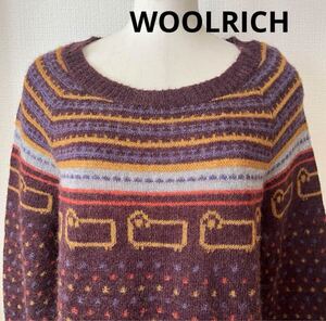 美品◇WOOLRICH◇ウールリッチ◇羊柄ウールモヘヤニット◇M