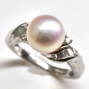 【売り切り】《Pt900 アコヤ本真珠/天然ダイヤモンドリング》J 約5.0g 約10.5号 0.23ct jewelry ring ジュエリー diamond EB5/EB5 E235