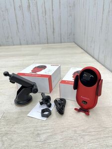 新品 未使用 SMART SENSOR S11 車載Qi ワイヤレス充電器 車載スマホホルダー 火星人 レッド 360度回転 マウント 自動開閉 吸盤式 即日配送