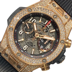 ウブロ HUBLOT ビッグバン ウニコ キングゴールド パヴェ 411.OX.1180.RX,1704 ブラック/ゴールド K18イエローゴールド チタニウム 中古