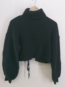 ◇ MOUSSY マウジー タートルネック ショート丈 長袖 ニット セーター サイズ F ブラック レディース P