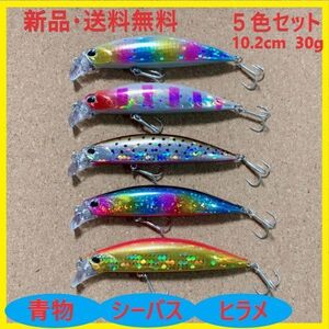 ３０ｇ ヘビーシンキング ミノー５色セット　青物　シーバス　ヒラメ　ルアー ソルト 海水 平目 遠投