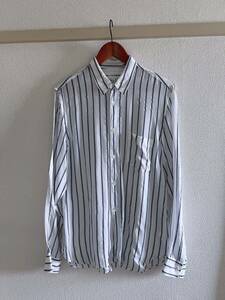 【Comme des Garcons Shirt ストライプ キュプラ シャツ】コムデギャルソンシャツ ホワイト ブルー シアー size S フランス製