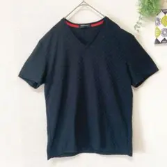 【ボイコット】 Vネックカットソー 半袖 tシャツ シャドーチェック 黒