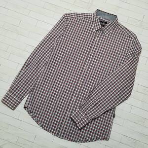 【美品】◎ HUGO BOSS ヒューゴボス/ 長袖 チェック柄 シャツ 襟裏カラーステイあり　SIZE： 海外 S　マルチ