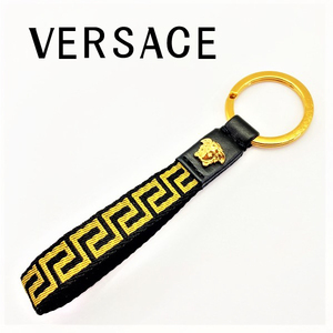 VERSACE ヴェルサーチェ ベルサーチ ブランド キーホルダー グレカ キー チェーン ブラック×ゴールド DPM8442-DNAS3V-2B15V