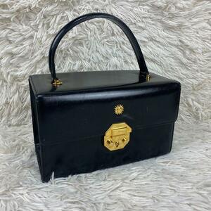 1円〜【圧巻のデザイン】VERSACE ヴェルサーチ バニティバッグ サンバースト 金具 ハンドバッグ パーティー パテントレザー ロゴ