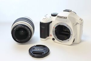 【動作美品】ペンタックス PENTAX K-x ホワイト / SMC PENTAX-DAL 18-55mm F3.5-5.6 AL 動作確認済 フロントレンズキャップ 単三電池