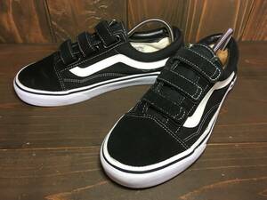 ★VANS バンズ 国内企画 OLD SKOOL オールドスクール Ultra Cush ベルクロ 黒×白 25.0cm Used 検 SK8 スリッポン ハーフキャブ style36