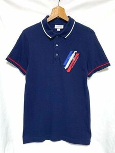 ★ LACOSTE ラコステ　フランスカラー ワニワッペン カノコポロシャツ モロッコ製 ネイビー FR2 XS