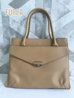 FURLA フルラ レザー ハンドバッグ トートバッグ ショルダー ブラウン