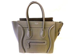 美品 CELINE セリーヌ ■ 167793 DRU 09SO ラゲージ マイクロショッパー スリ グレー系 ハンドバッグ □ 6G