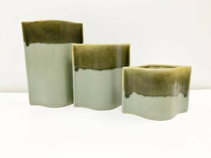 ドイツ製 1980年 スタジオ・リニー 磁器 花瓶 フラワーベース 置物 華道具 インテリア 陶器 花器 生け花 3サイズ セット