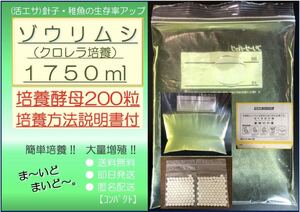 ●送料無料 匿名配送 即日発送● ゾウリムシ クロレラ培養 1750ml +ビール酵母 200粒　【めだか 針子 稚魚 金魚 シュリンプ 熱帯魚】活餌