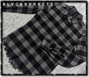 ★BLACKBARRETT by neil barrett　ブラックバレットバイニールバレット　ダメージ加工ブロックチェック起毛シャツ★