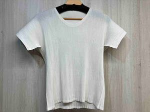 ISSEY MIYAKE WHITE LABEL IM34FJ722 イッセイミヤケ ホワイトレーベル 半袖 カットソー シャツ オフホワイト サイズ3 レディース