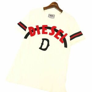 DIESEL ディーゼル 春夏 ロゴワッペン★ ライン 半袖 カットソー Tシャツ Sz.XS　メンズ 白　C4T03174_4#D