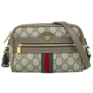 本物 グッチ GUCCI シェリーライン GGスプリーム ショルダーバッグ ポシェット ベージュ ブラウン 517350