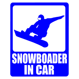 送料無料 オリジナル ステッカー SNOWBOADER in CAR ブルー スノーボーダー イン カー アウトドア パロディステッカー