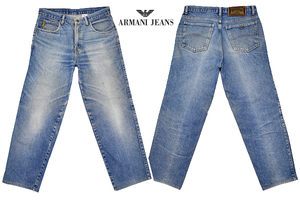 K-4652★ARMANI JEANS アルマーニジーンズ★90s アメリカ USA製 ヴィンテージ 当時物 GAロゴ 濃紺デニム テーパード ジーンズ W-33