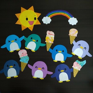 ペンギンとアイス　壁面飾り 幼稚園 保育園