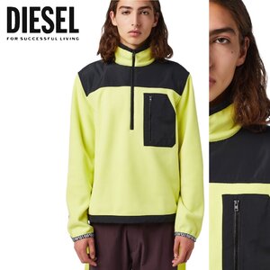 正規品/新品/未使用/S■訳ありアウトレット品■定価27,500円■DIESEL ディーゼル メンズ ハーフジップ フリース ナイロン 切替 長袖 N128