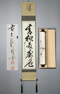 【模写】Y-869掛軸 紙本 共箱 茶掛 茶道 茶道具 華道 花道具 佐藤朴堂 臨済宗大徳寺派福聚院住職『青松多寿色』