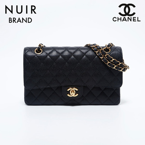 シャネル CHANEL ショルダーバッグ 15番台 キャビアスキン Wフラップ ブラック