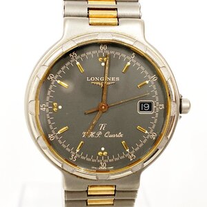 【1円スタート】【訳あり品】LONGINES ロンジン コンクエスト V.H.P. チタン グレー文字盤 クオーツ メンズ腕時計 335119