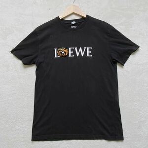 【超稀品】 LOEWE ロエベ ジョーブレイナード コラボ メンズ 半袖 Tシャツ トップス アナグラム パンジー 刺繍 ワッペン ブラック S相当 