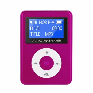 【ピンク】 長方形 スピーカー内蔵 液晶画面付き MP3 音楽 プレイヤー SDカード式