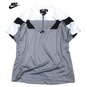 【新品】ナイキ ハーフジップ ニット 半袖 Tシャツ【073：灰】M ピスト サイクリング ジャージ トレーニング ジム NIKE