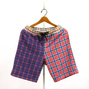 U731 BURBERRY/バーバリー チェック柄 ショートパンツ レッド/パープル系 メンズ SPサイズ 衣類/ボトムス/ショート丈/ドロスト