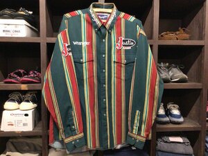 80’S WRANGLER B.D WESTERN SHIRT SIZE L ラングラー ボタンダウン ウエスタン シャツ ストライプ ネイティブ ジャスティンブーツ 長袖