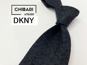 【超美品】DKNY　ダナキャラン　ペイズリー柄 ネクタイ 3本以上 送料無料 メンズ ブラック　1103037