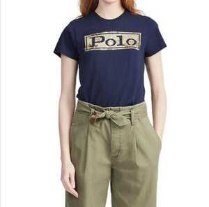 送料無料◆新品未着用　POLO Ralph Lauren　スパンコール　ロゴTシャツ　レディース　ネイビー　ポロラルフローレン