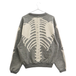 KAPITAL キャピタル Bone pt Sweat Shirt バックボーンプリント クルーネックスウェットトレーナー グレー