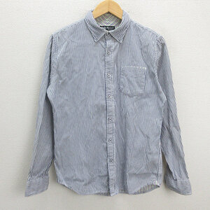 z■ビームス/BEAMS heart 長袖BDストライプシャツ【M】青白/men