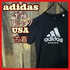 M デカロゴ アディダス プリント メンズ ブラック USA古着 半袖 Tシャツ