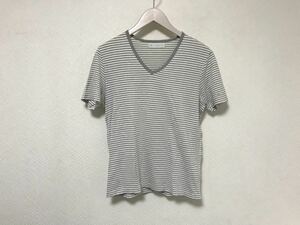 本物サンスペルSUNSPELコットンボーダー柄Vネック半袖Tシャツインナーメンズアメカジサーフビジネススーツ白ホワイトグレーSトルコ製