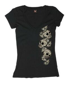 ★ラッキー13 Tシャツ LUCKY13 3 SKULLS Ladys - S 骸骨 punk 50s シュガー スカル