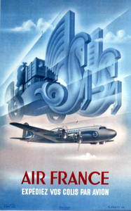 エアフランスポスター Send your packages by plane, Ponty 1949
