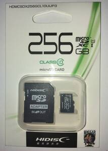 1円スタート。HIDISC microSDXCカード　HDMCSDX256GCL10UIJP3 256GB CLASS10 UHS-1対応　SD変換アダプタ付です。