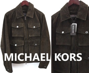 新品/定価156000円/MICHAEL KORS:マイケルコース/上質 羊革/ヌバック加工 ラムレザー ユーティリティ ジャケット/ライダース/M相当/カーキ