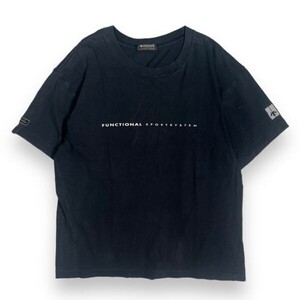 DESCENTE デサント 半袖 プリント コットン Tシャツ S/S 丸首 バックプリント トップス カットソー スポーツ 運動 L ブラック系