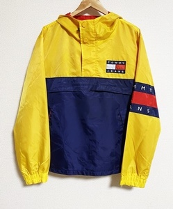 美品☆【TOMMY JEANS】袖ロゴデザイン アノラック ナイロンパーカー ジャケット M トミージーンズ