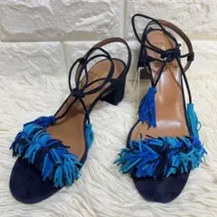 【美品】AQUAZZURA アクアズーラ レースアップ フリンジ サンダル